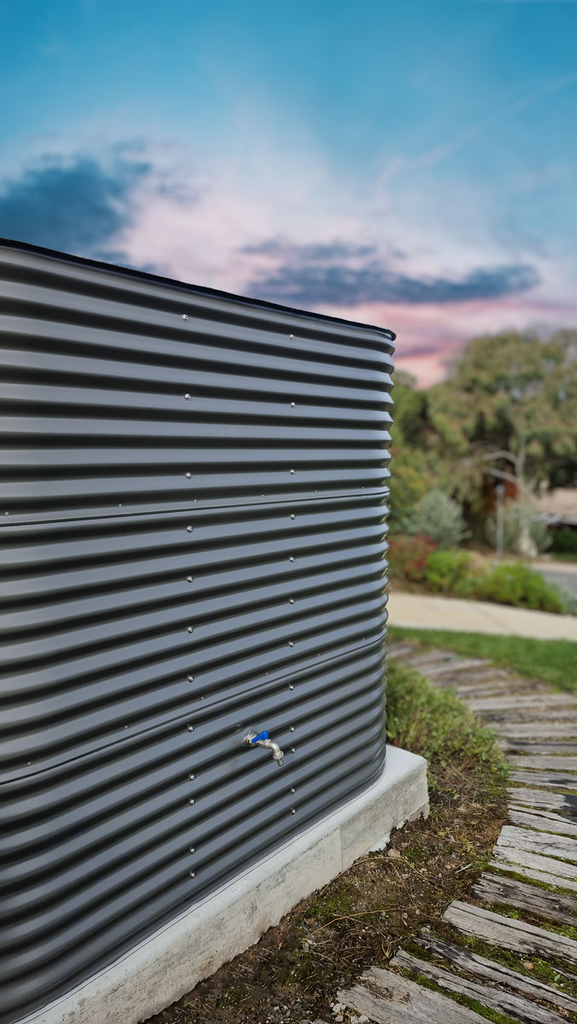 slimline water tank in basalt finish